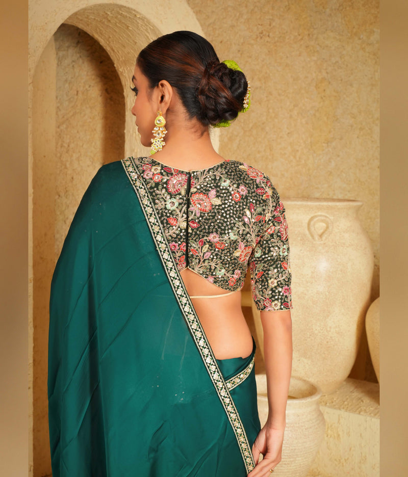 Bottle green georgette blouse