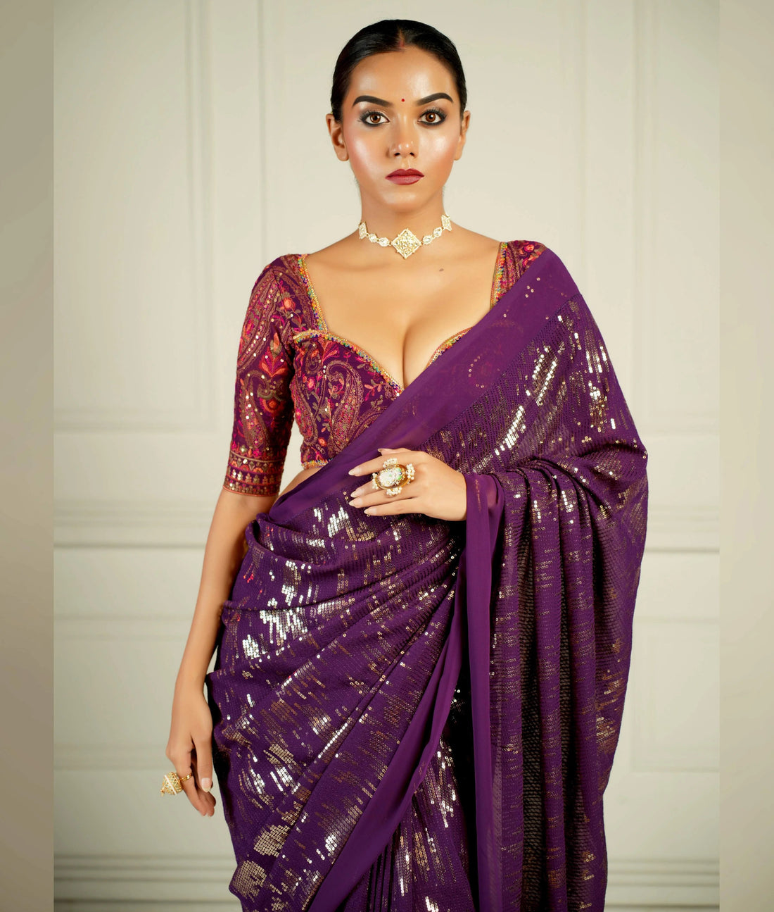 Intricate embellishments saree