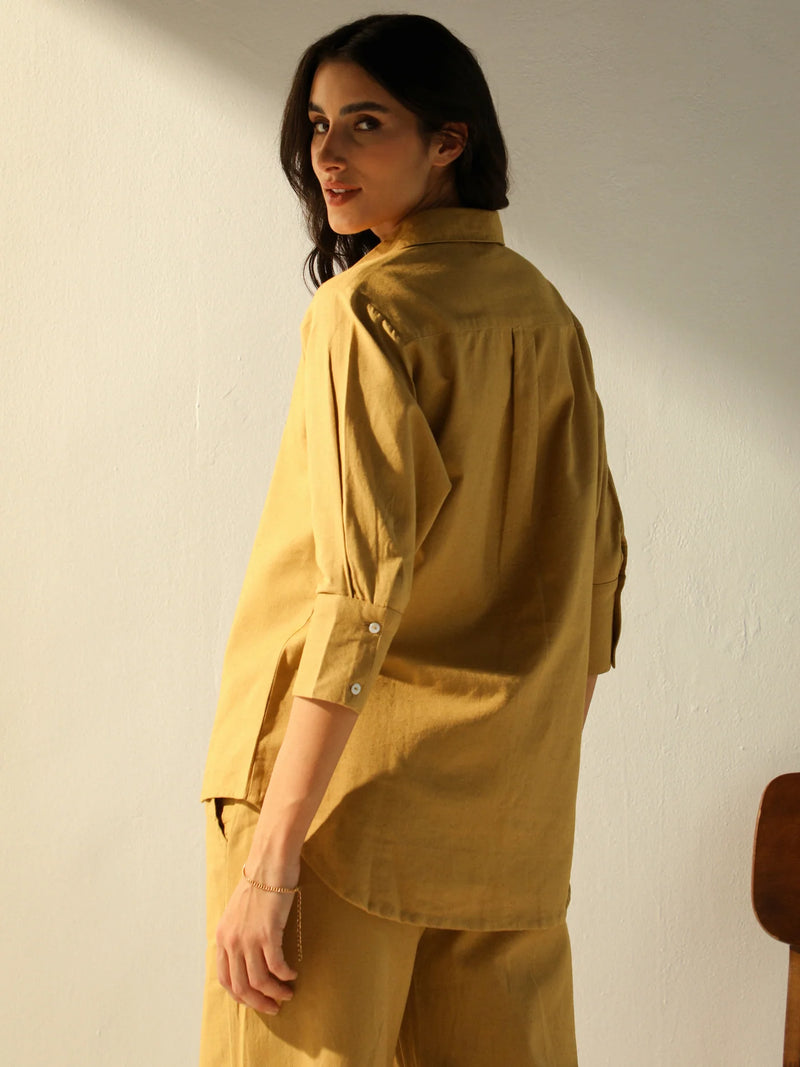 Caramel Linen Cotton Coord Set with Pants