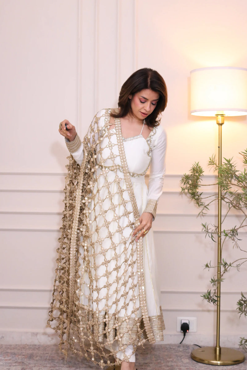 Pearl Majesty Anarkali Set with Dupatta – By Reet Lifestyle