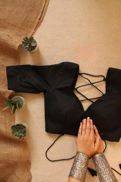 Black Blouse Padded Backless