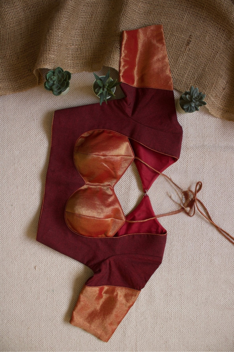 Maroon Zari Cotton Blouse