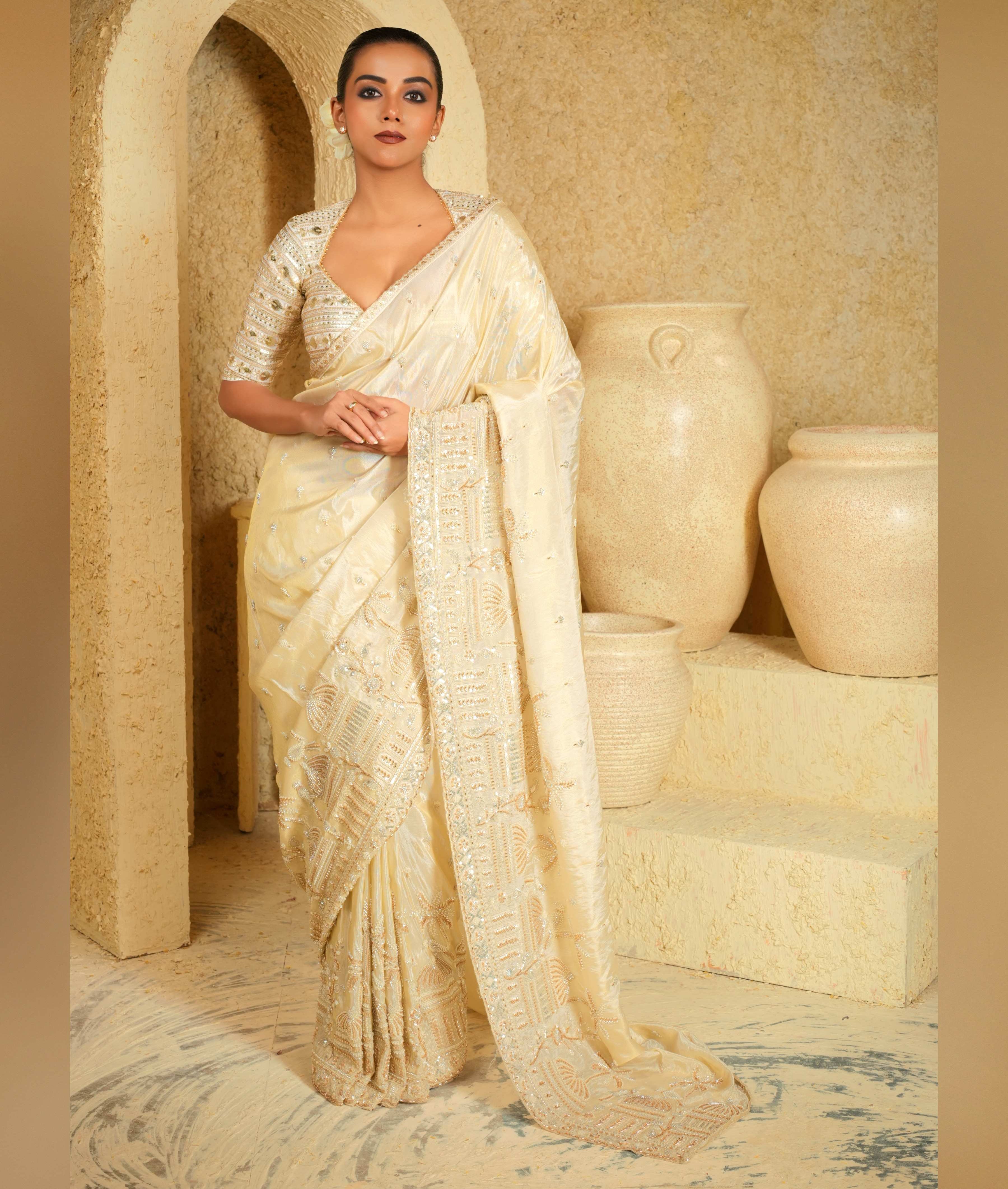 Stone and sequins work saree