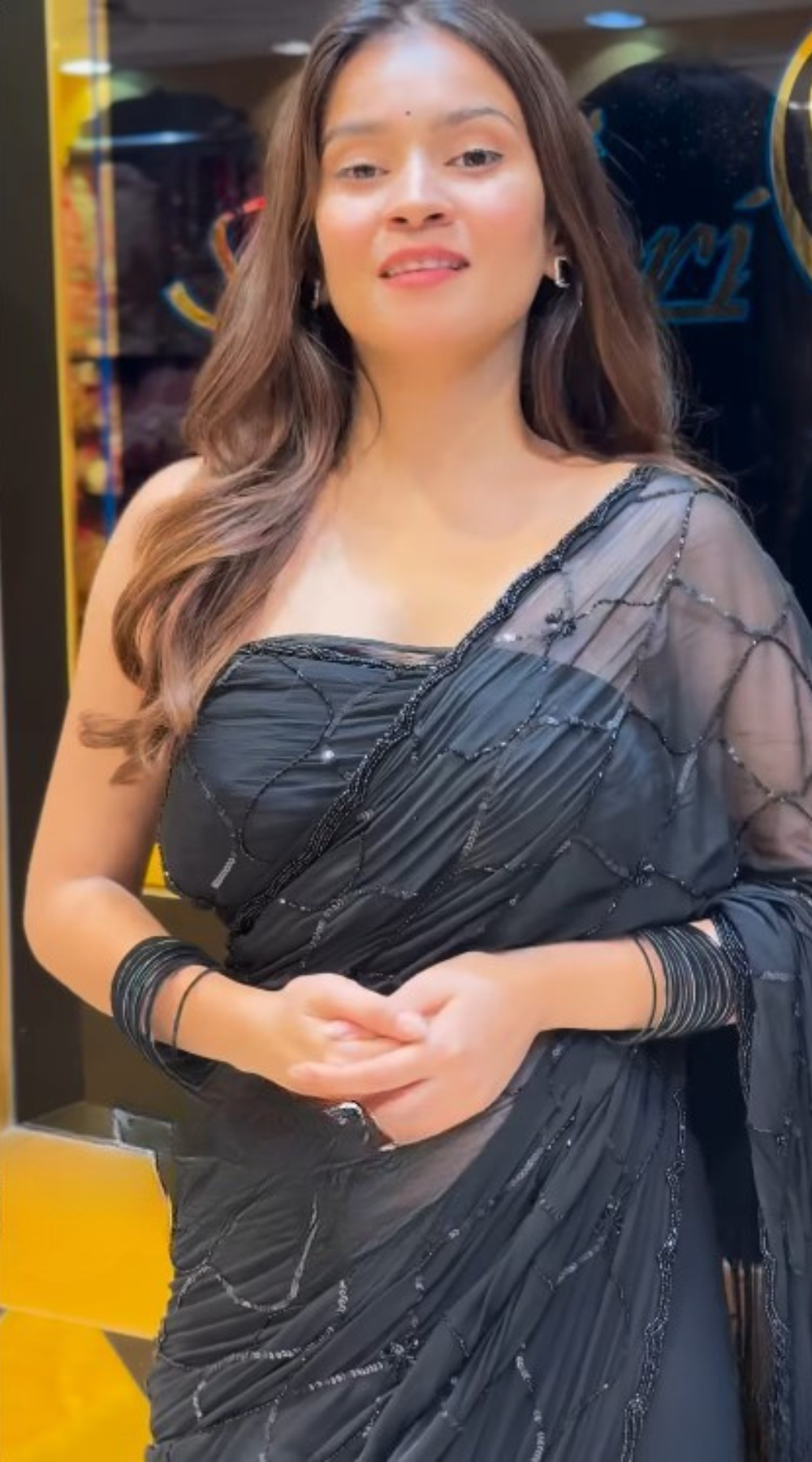 Elegant in Black Saree