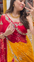 Vibrant Indian Saree & Gold Jewelry