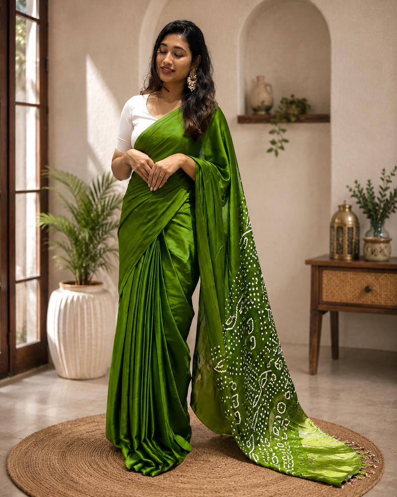 Amora Purple Satin Silk Saree with Gold Tissue Pallu