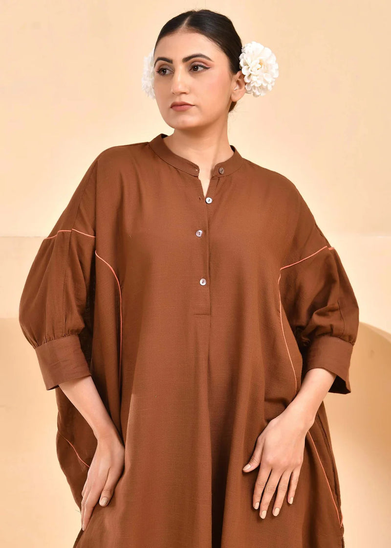 Noor Neeli Mocha Cotton Co-Ord Set