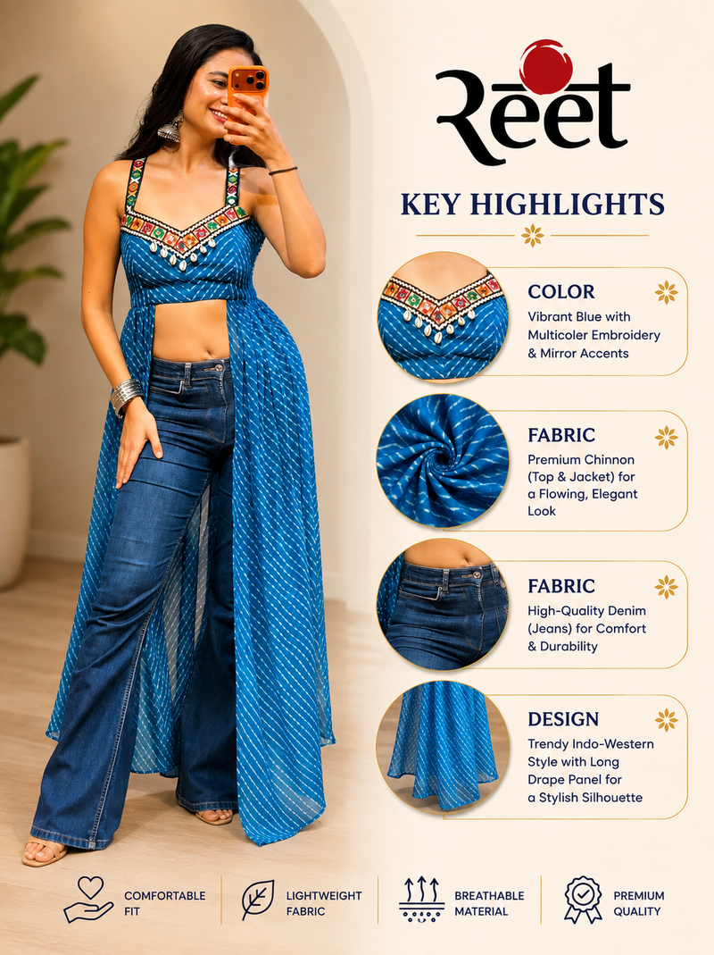 Bandhani Embroidered Peplum Crop Top