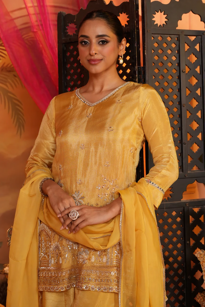 Yellow Tissue Sunshine Luxe Palazzo Set