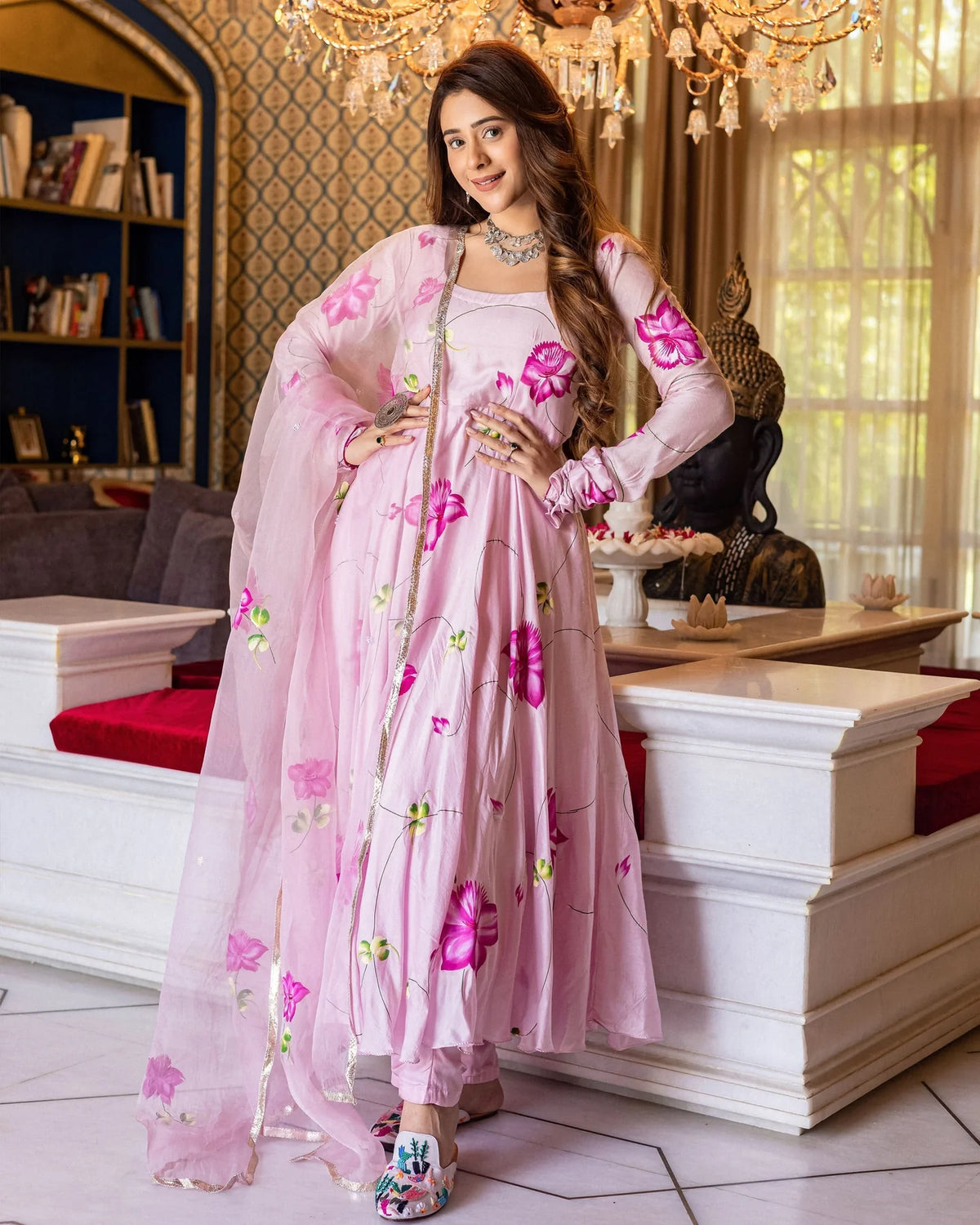 Meher Floral Handpainted Suit Set