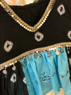 Noir Bandhani Coin-Detail Peplum Top