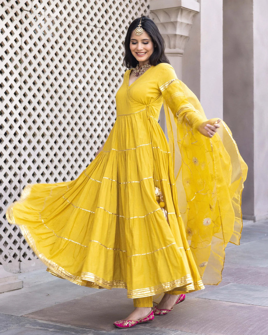 Noor Saffron Festive Anarkali Suit Set