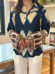 Ajrakh Shibori Modal Satin Shirt