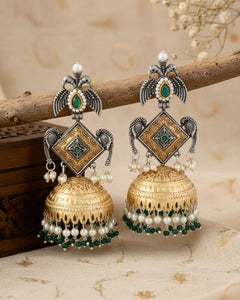 Green Arjun Designer Brass-Look Earrings