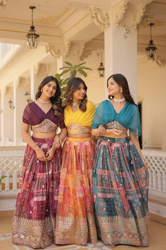 Russian Silk Foil Embroidered Lehenga Choli
