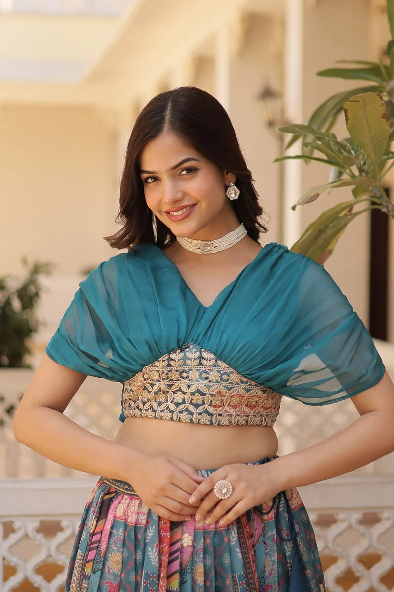 Russian Silk Foil Embroidered Lehenga Choli
