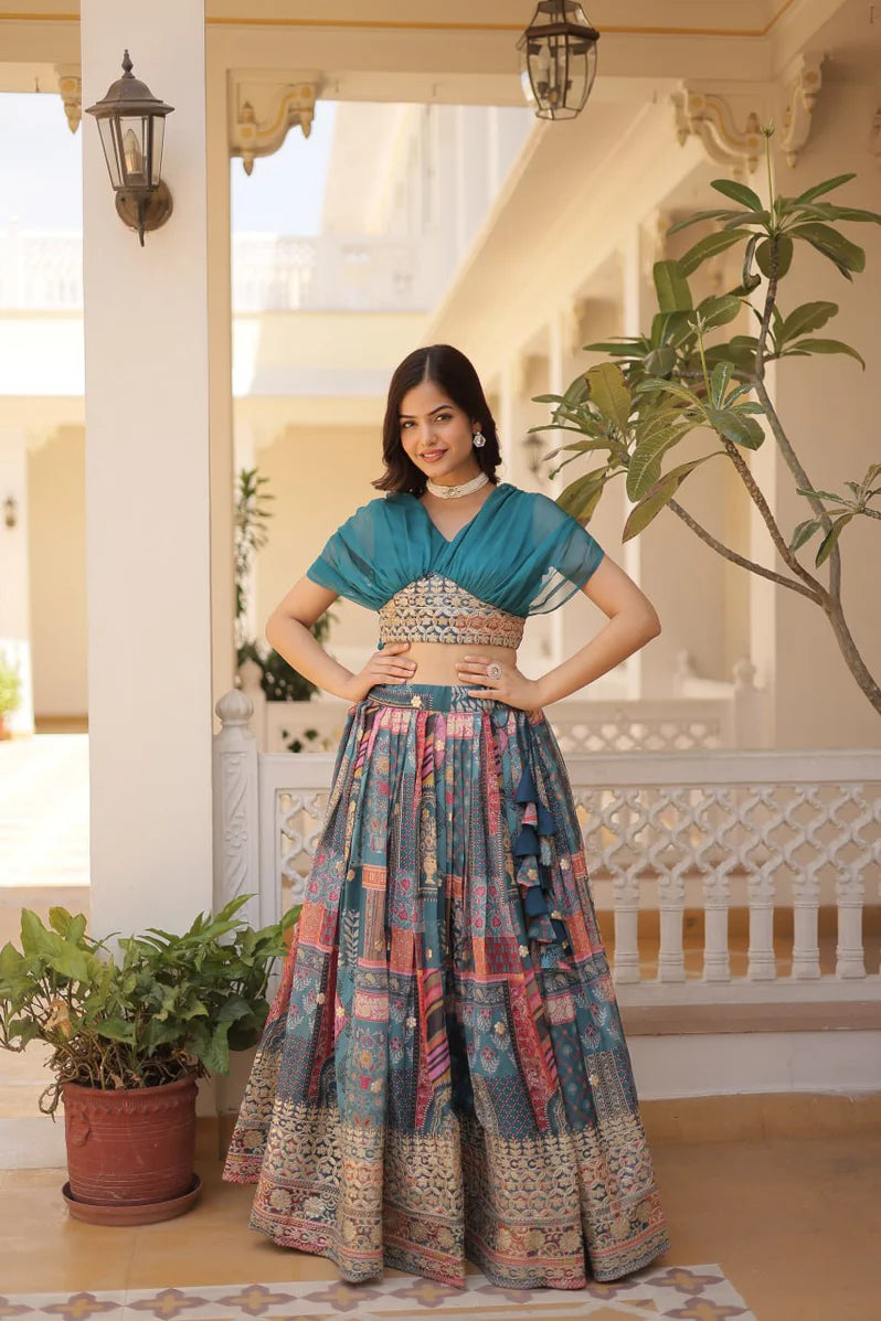 Russian Silk Foil Embroidered Lehenga Choli