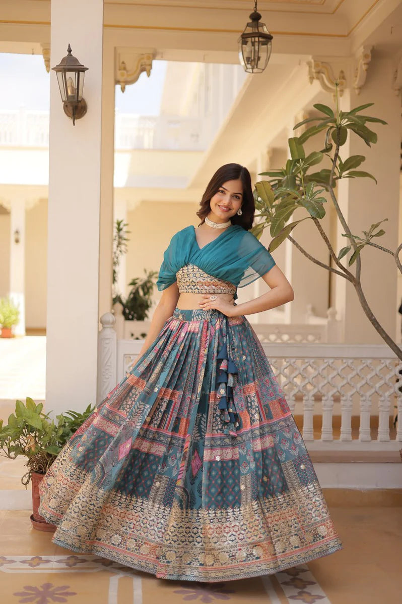 Russian Silk Foil Embroidered Lehenga Choli