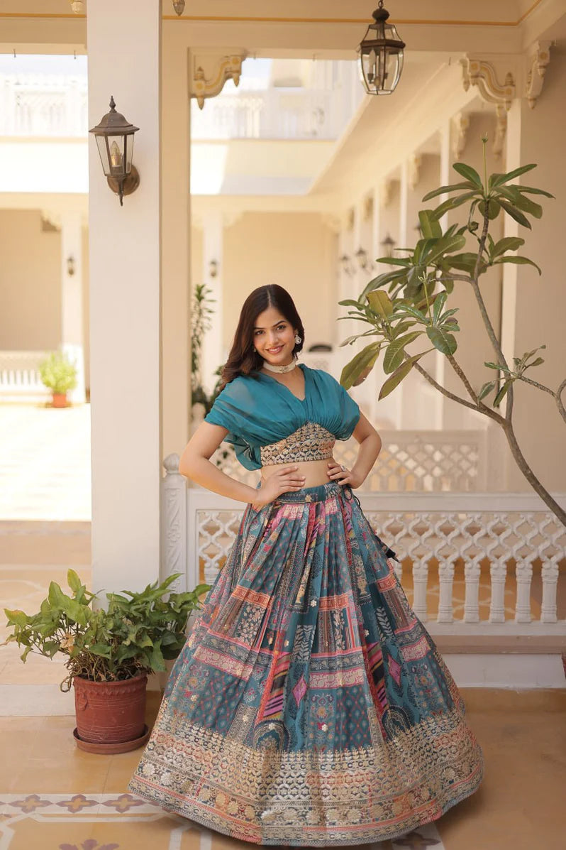Russian Silk Foil Embroidered Lehenga Choli