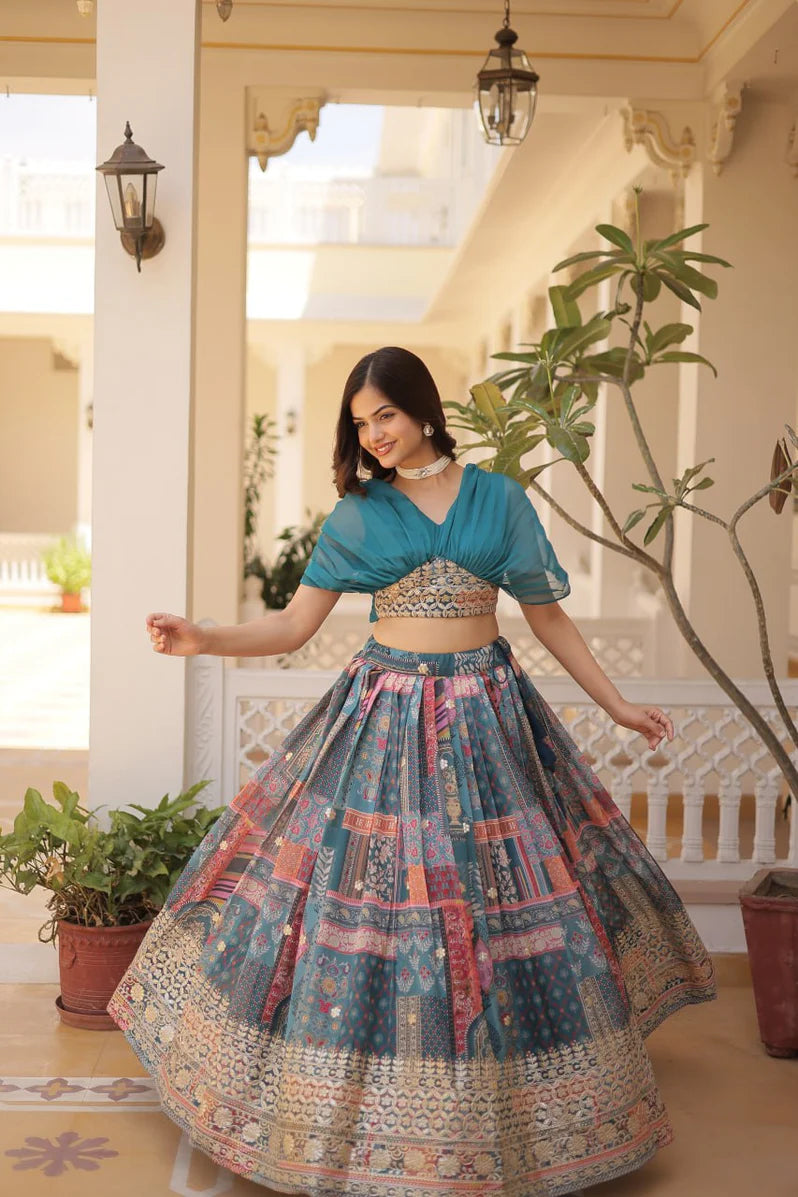 Russian Silk Foil Embroidered Lehenga Choli