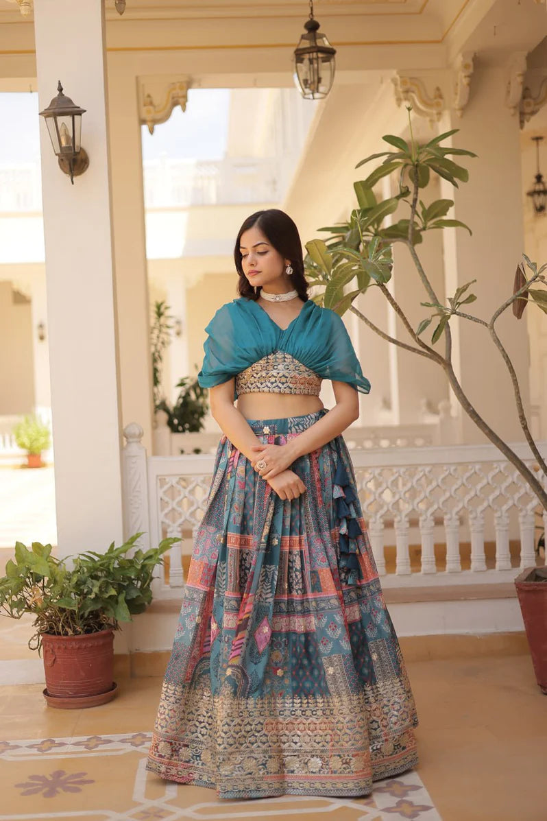Russian Silk Foil Embroidered Lehenga Choli