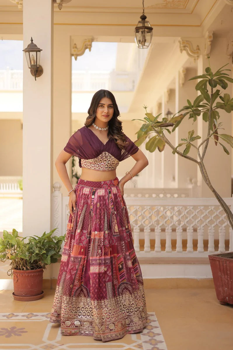 Russian Silk Foil Embroidered Lehenga Choli