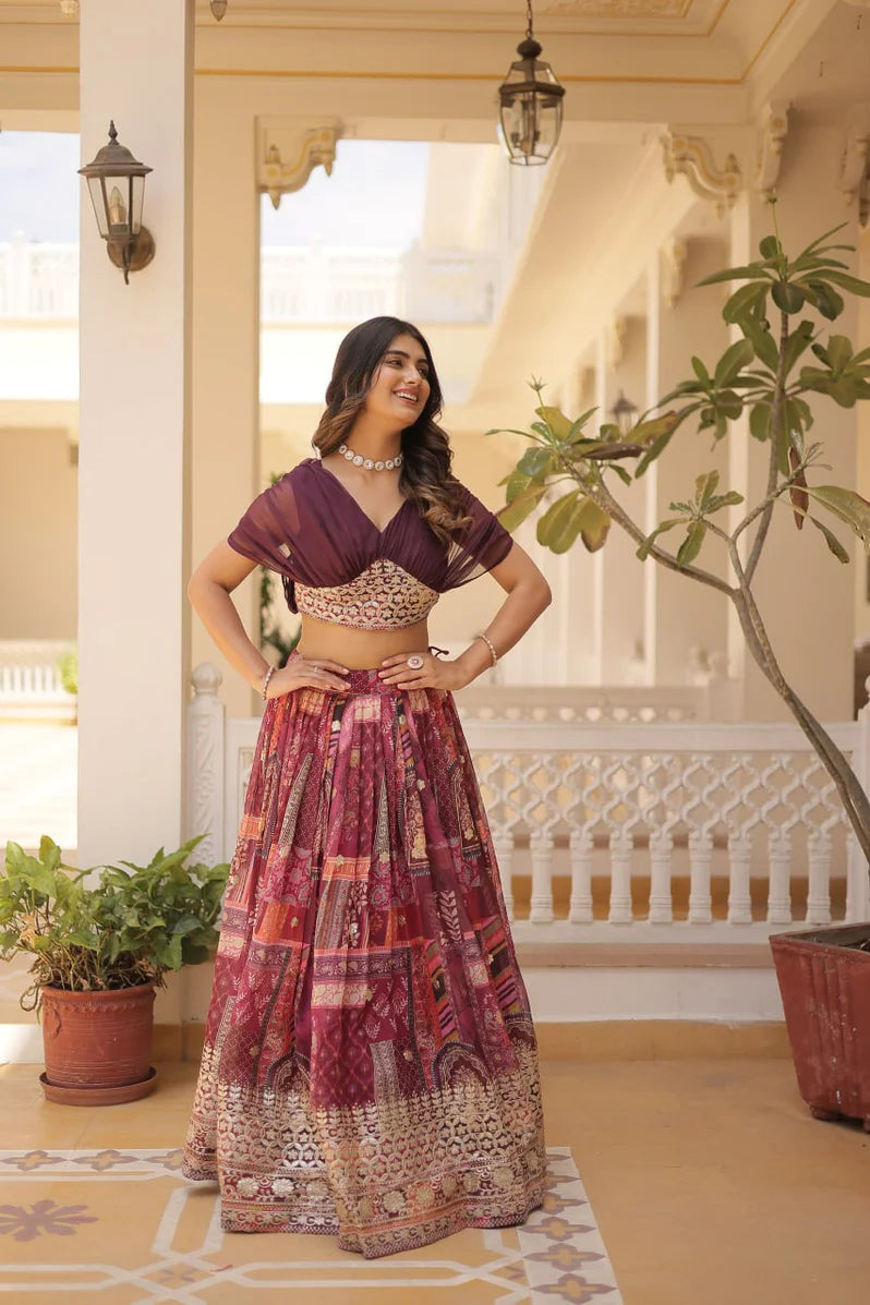 Russian Silk Foil Embroidered Lehenga Choli