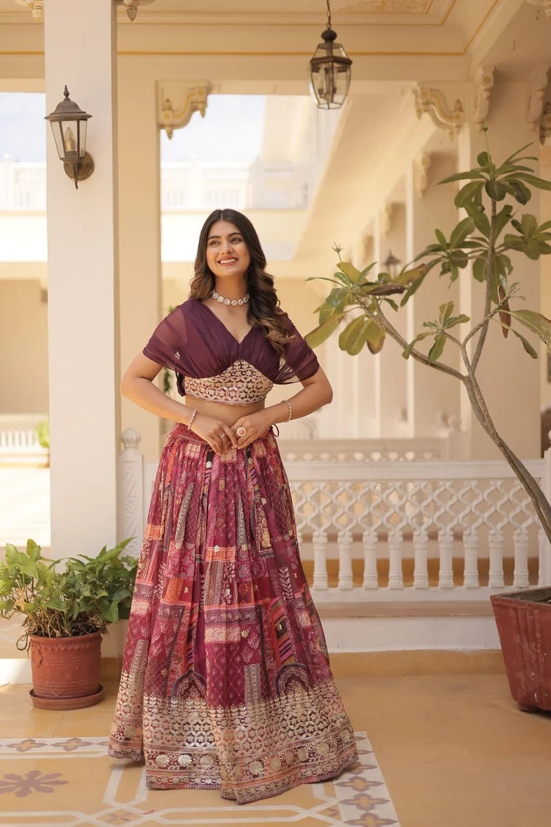 Russian Silk Foil Embroidered Lehenga Choli