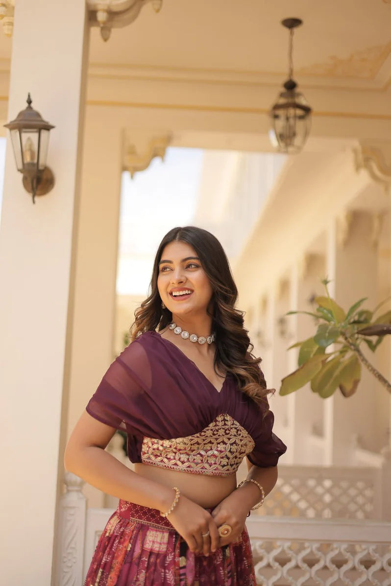Russian Silk Foil Embroidered Lehenga Choli