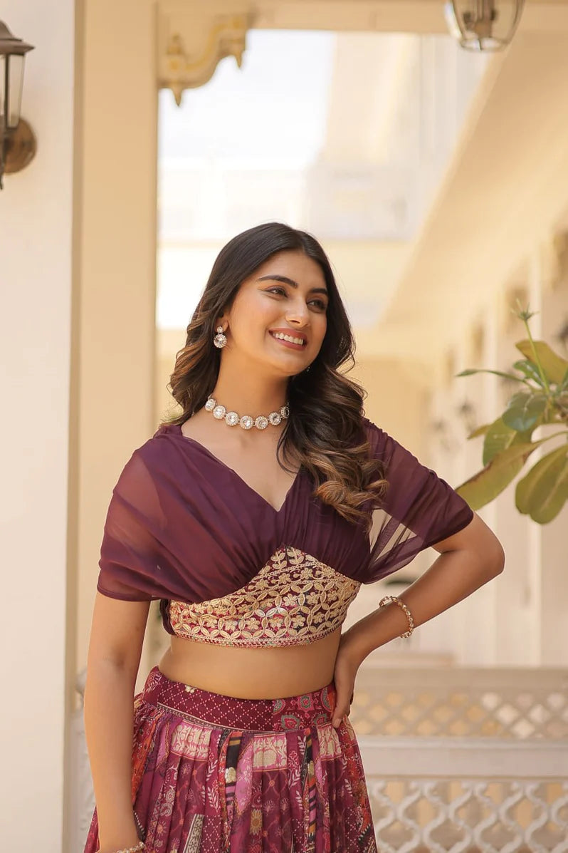 Russian Silk Foil Embroidered Lehenga Choli