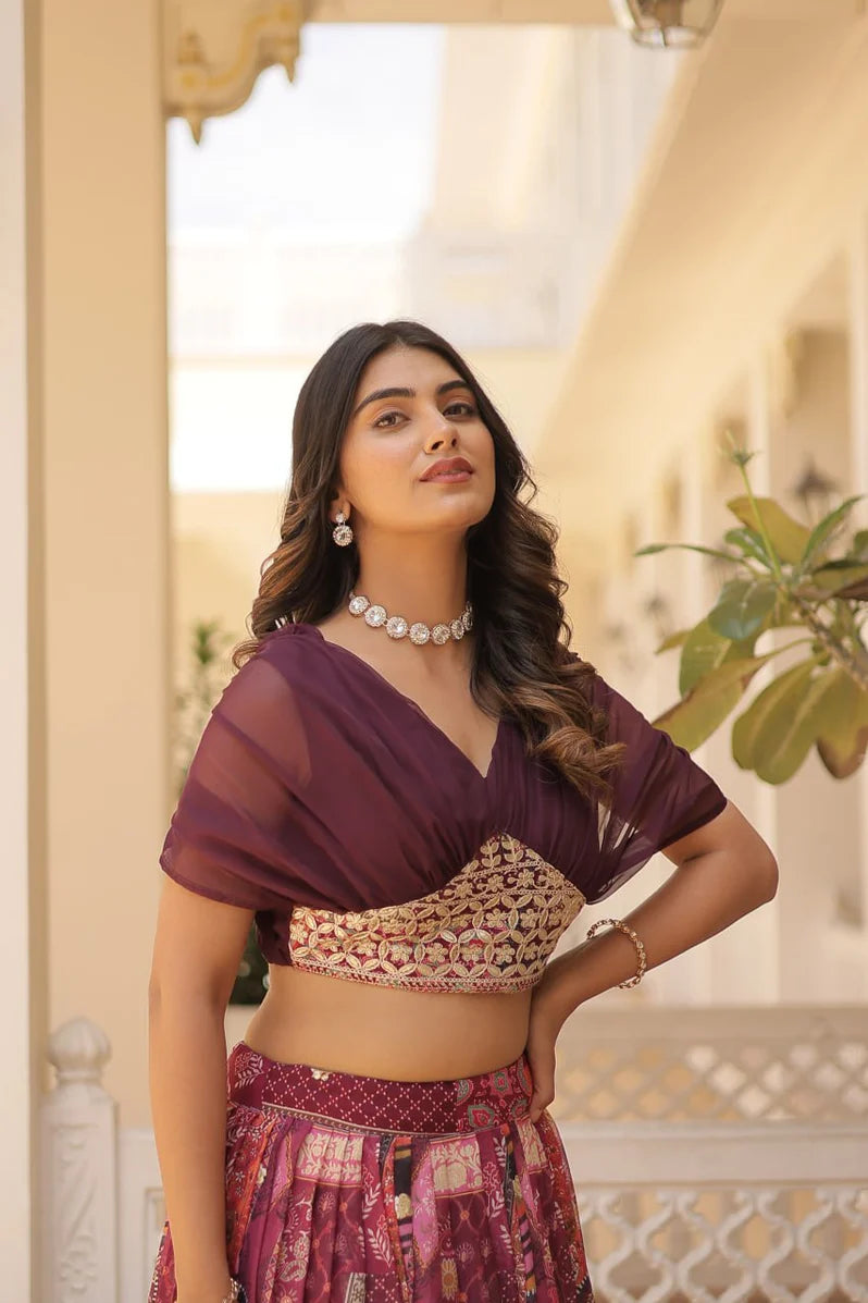 Russian Silk Foil Embroidered Lehenga Choli