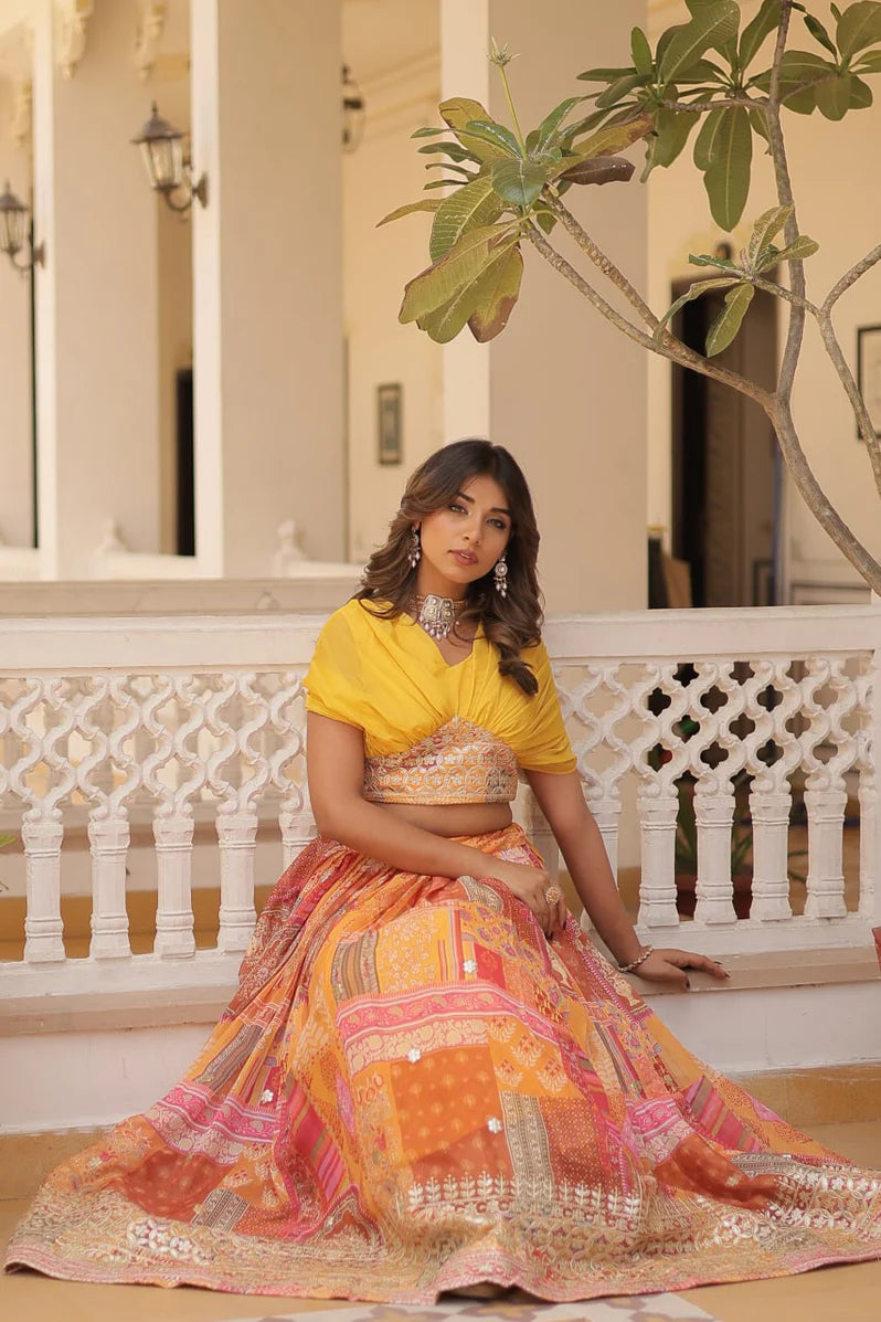 Russian Silk Foil Embroidered Lehenga Choli