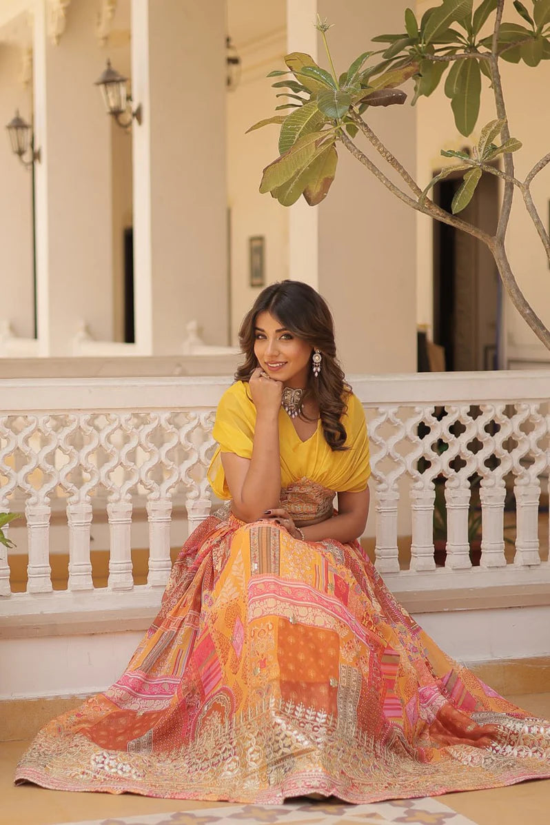 Russian Silk Foil Embroidered Lehenga Choli