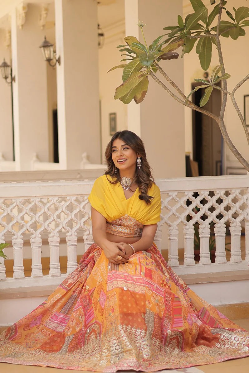 Russian Silk Foil Embroidered Lehenga Choli