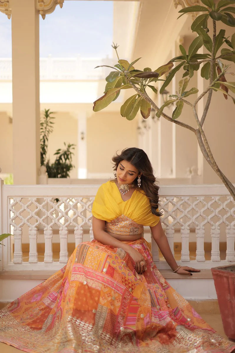 Russian Silk Foil Embroidered Lehenga Choli