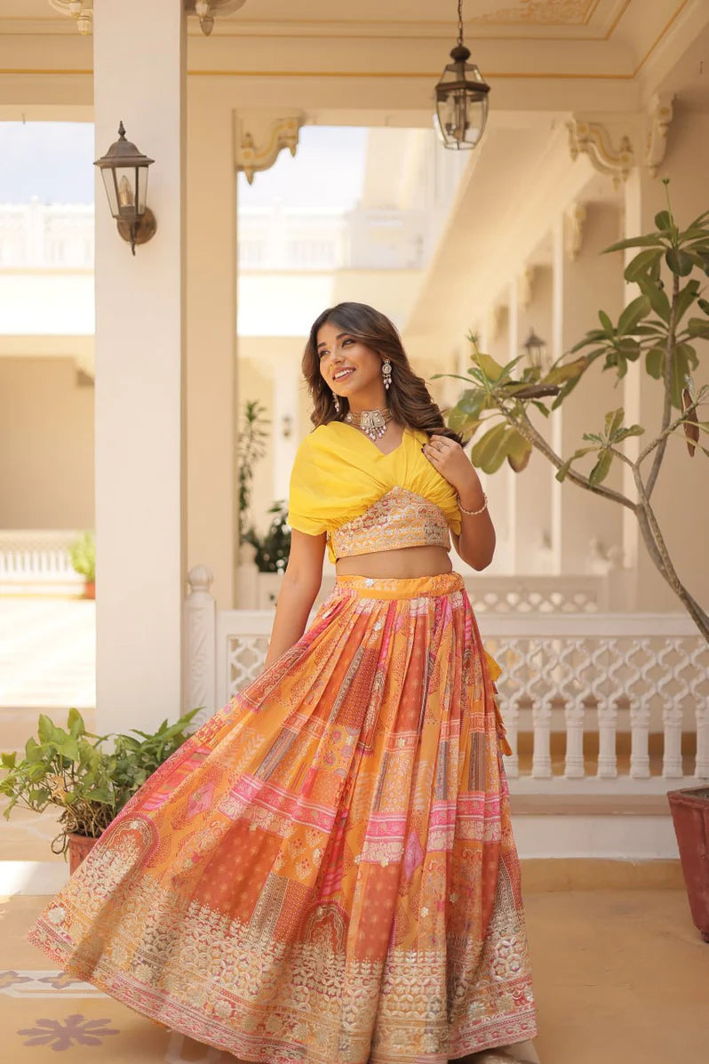 Russian Silk Foil Embroidered Lehenga Choli