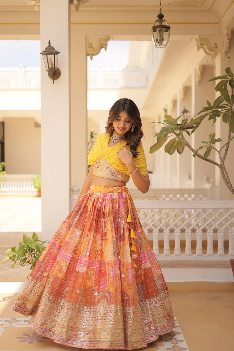Russian Silk Foil Embroidered Lehenga Choli