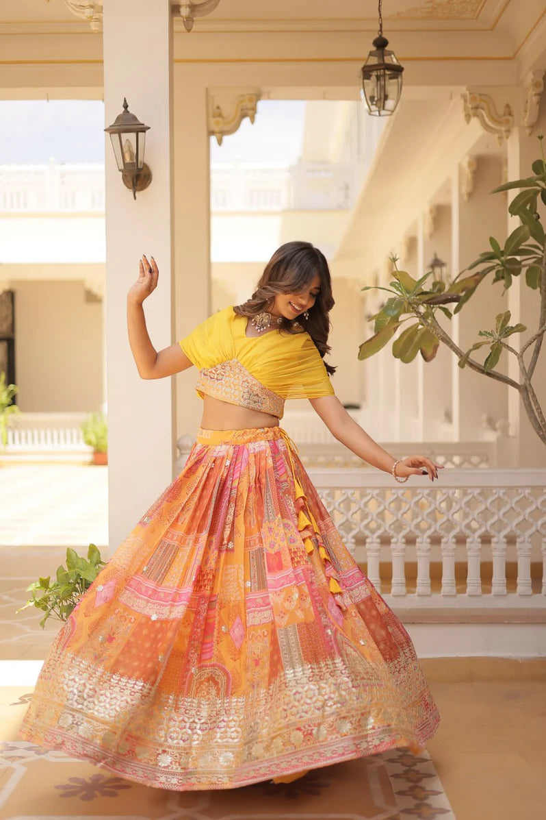 Russian Silk Foil Embroidered Lehenga Choli