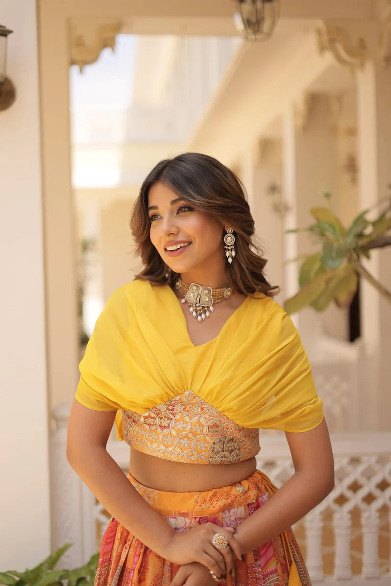Russian Silk Foil Embroidered Lehenga Choli