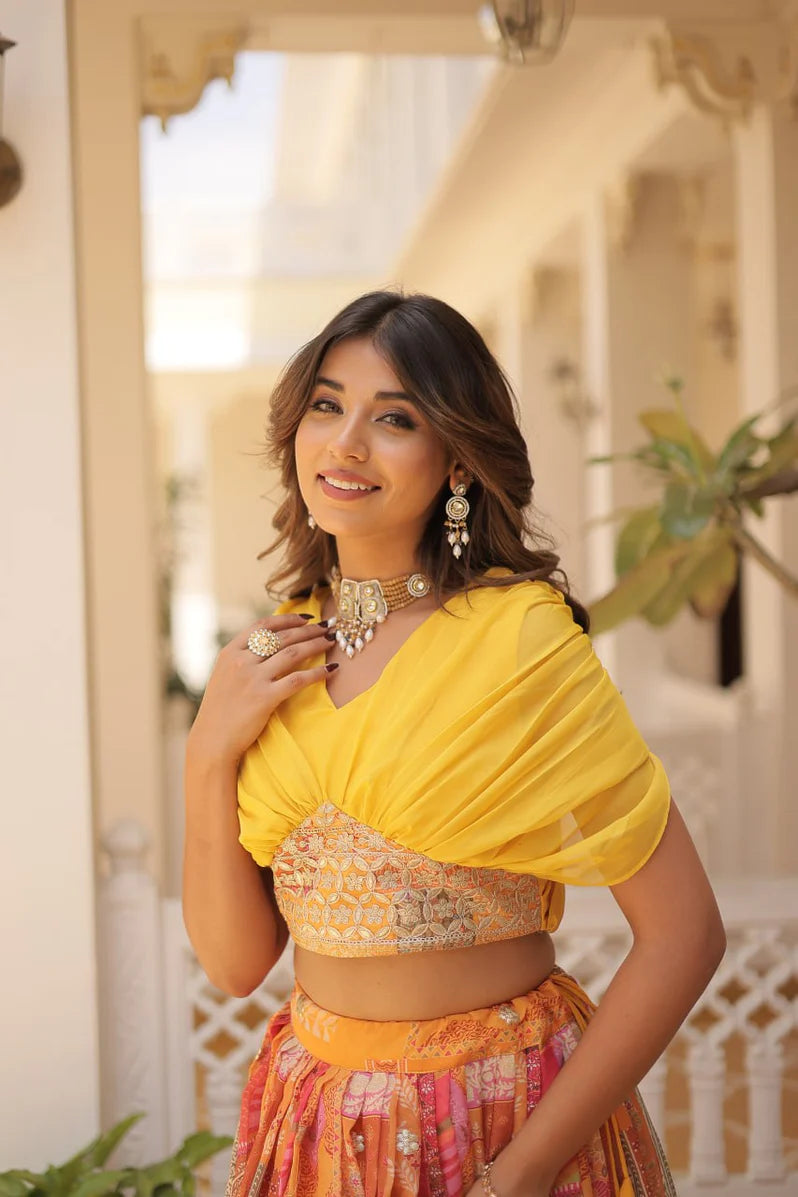 Russian Silk Foil Embroidered Lehenga Choli