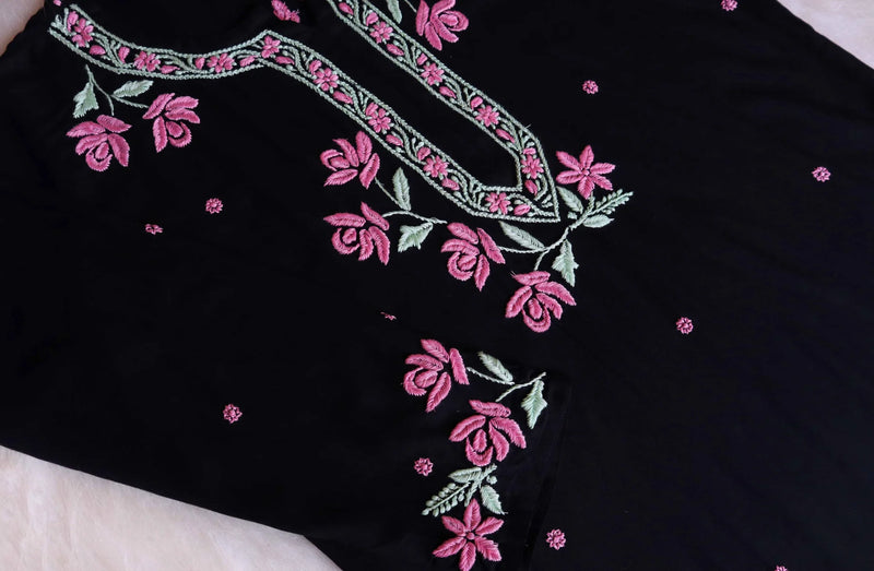 Black and Baby Pink Modal Kurta Set