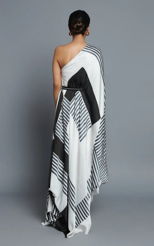 Noir Monochrome Drape Dress