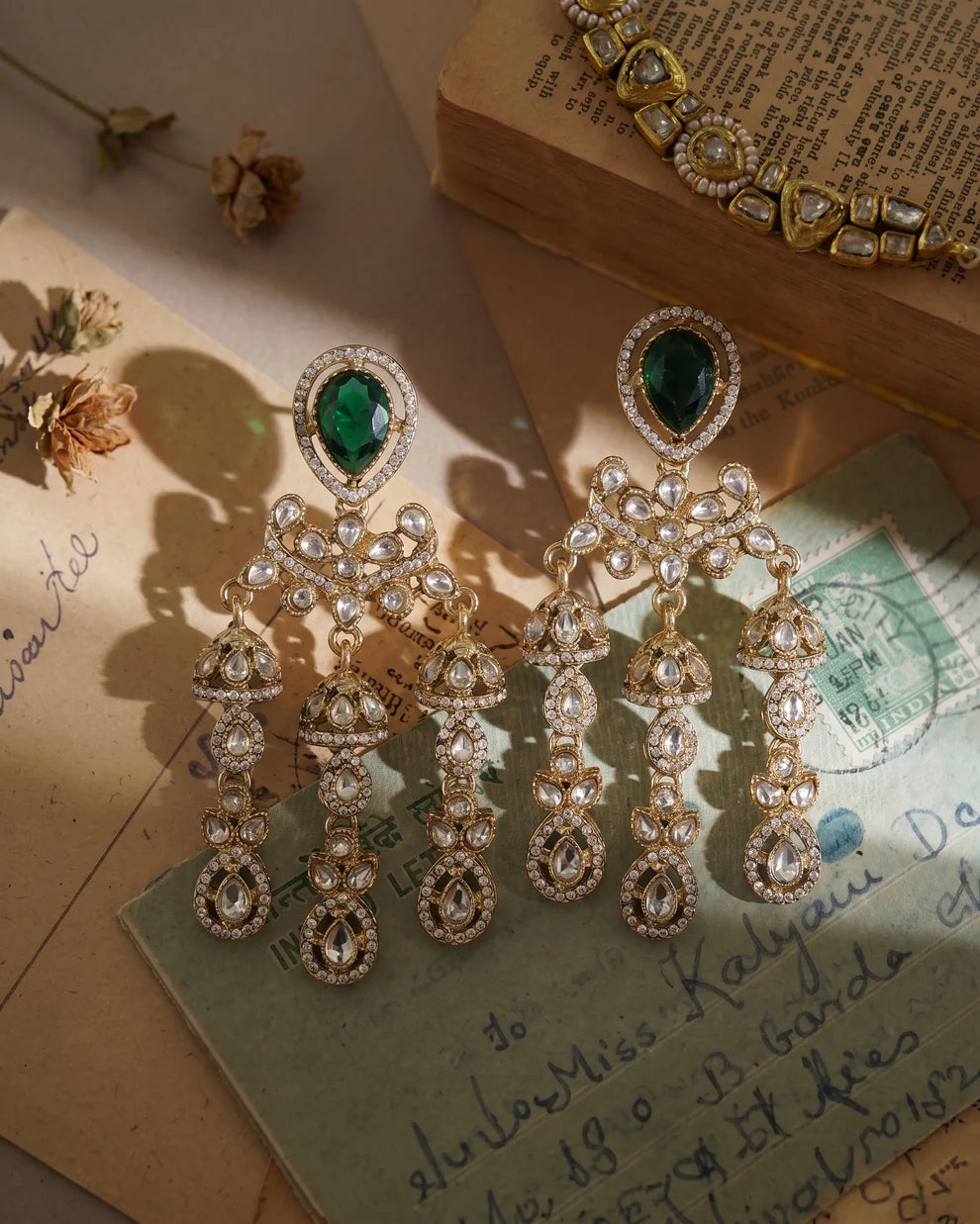 Noor Gulbahar Luxury Polki Earrings