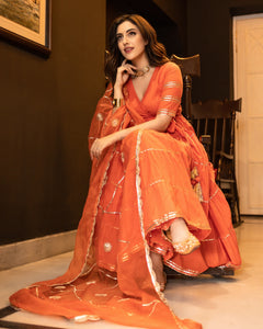 Noor Saffron Festive Anarkali Suit Set