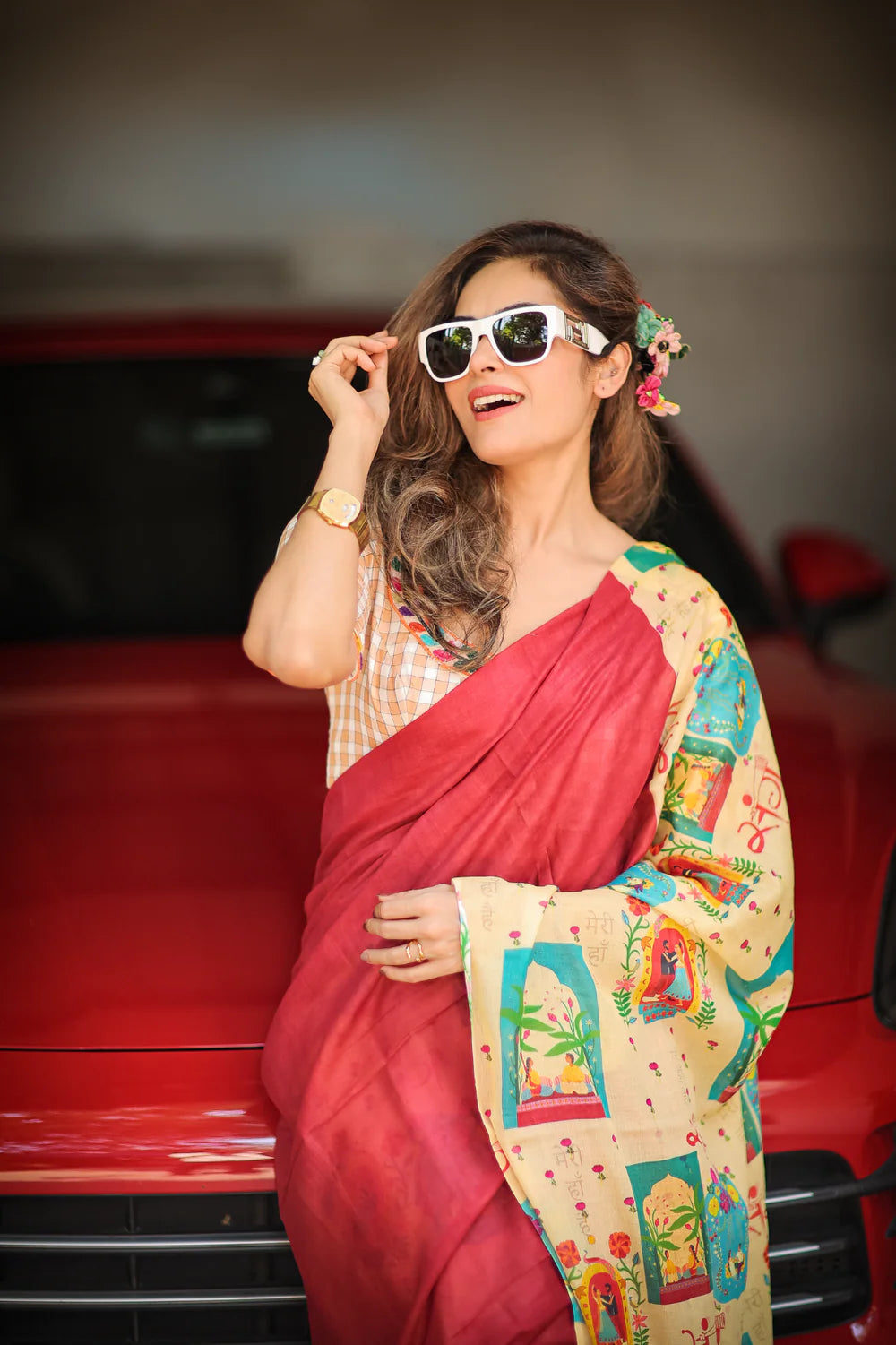 Pomegranate Pop (Mul Cotton Saree)