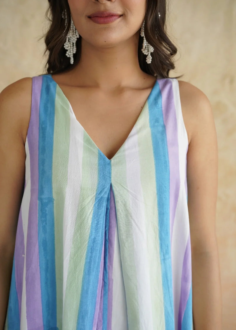 Noor Amara Striped Cotton Maxi Dress