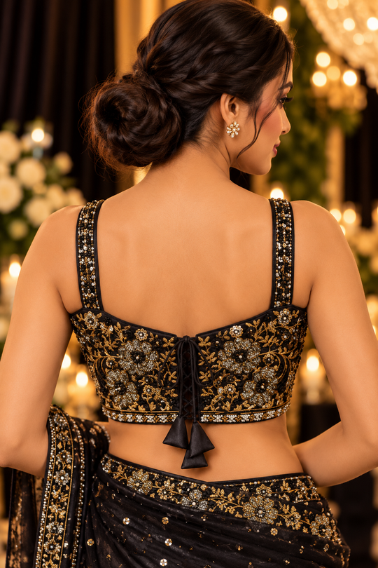 Floral Embroidered Sweetheart Neck Designer Corset Blouse
