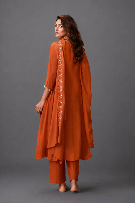 Terracotta Jharokha Embroidered Kurta Set