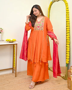 Saanjh Coral Handwork Suit Set
