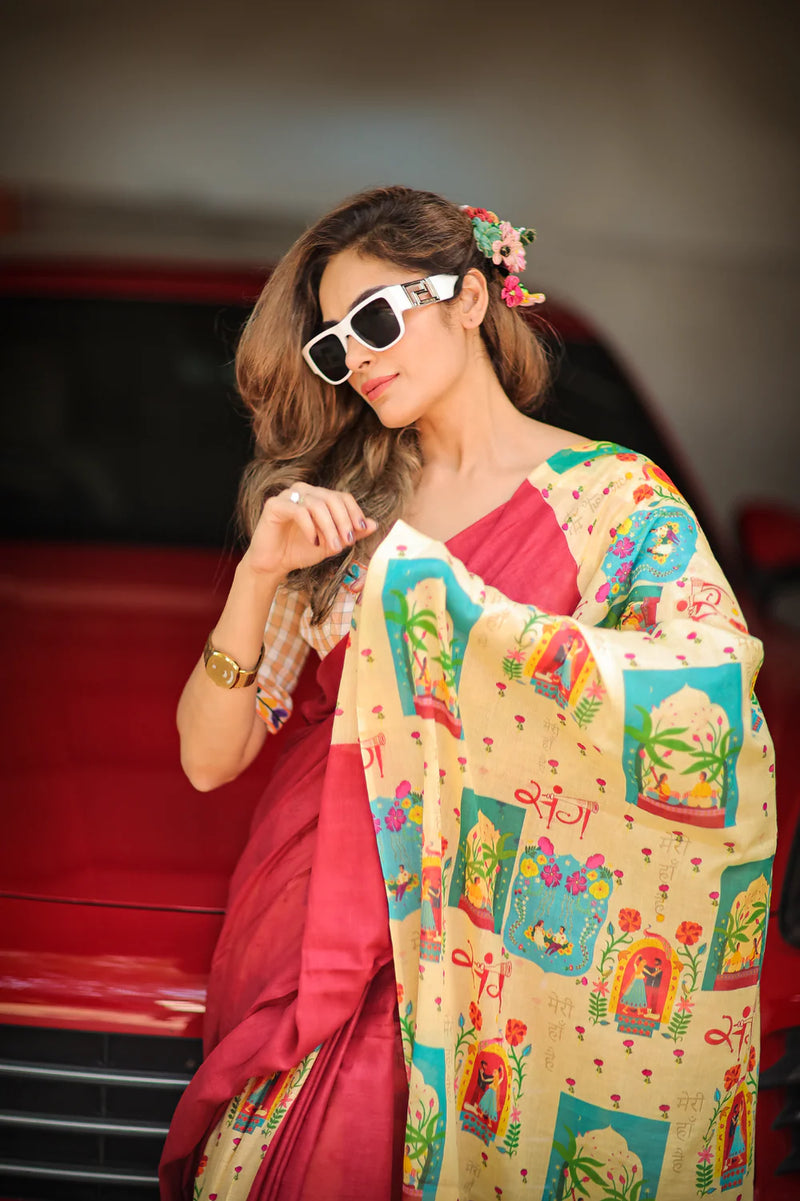 Pomegranate Pop (Mul Cotton Saree)
